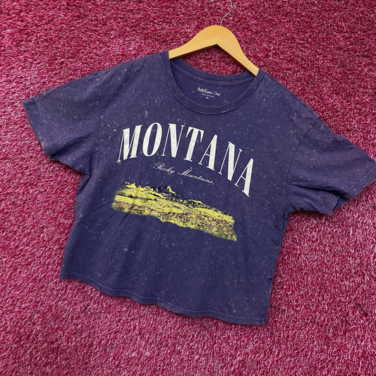 Rebellious One Montana Rocky Mountains Graphic Crop T-shirt Medium