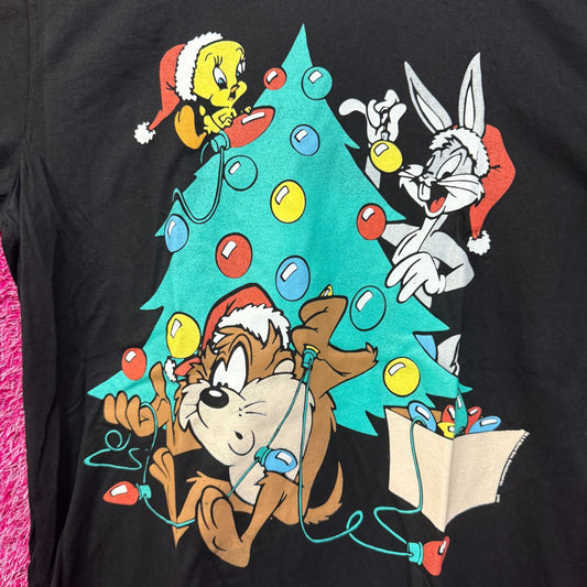 Bugs Bunny Tweety Bird Taz Looney Tunes Christmas Tee M