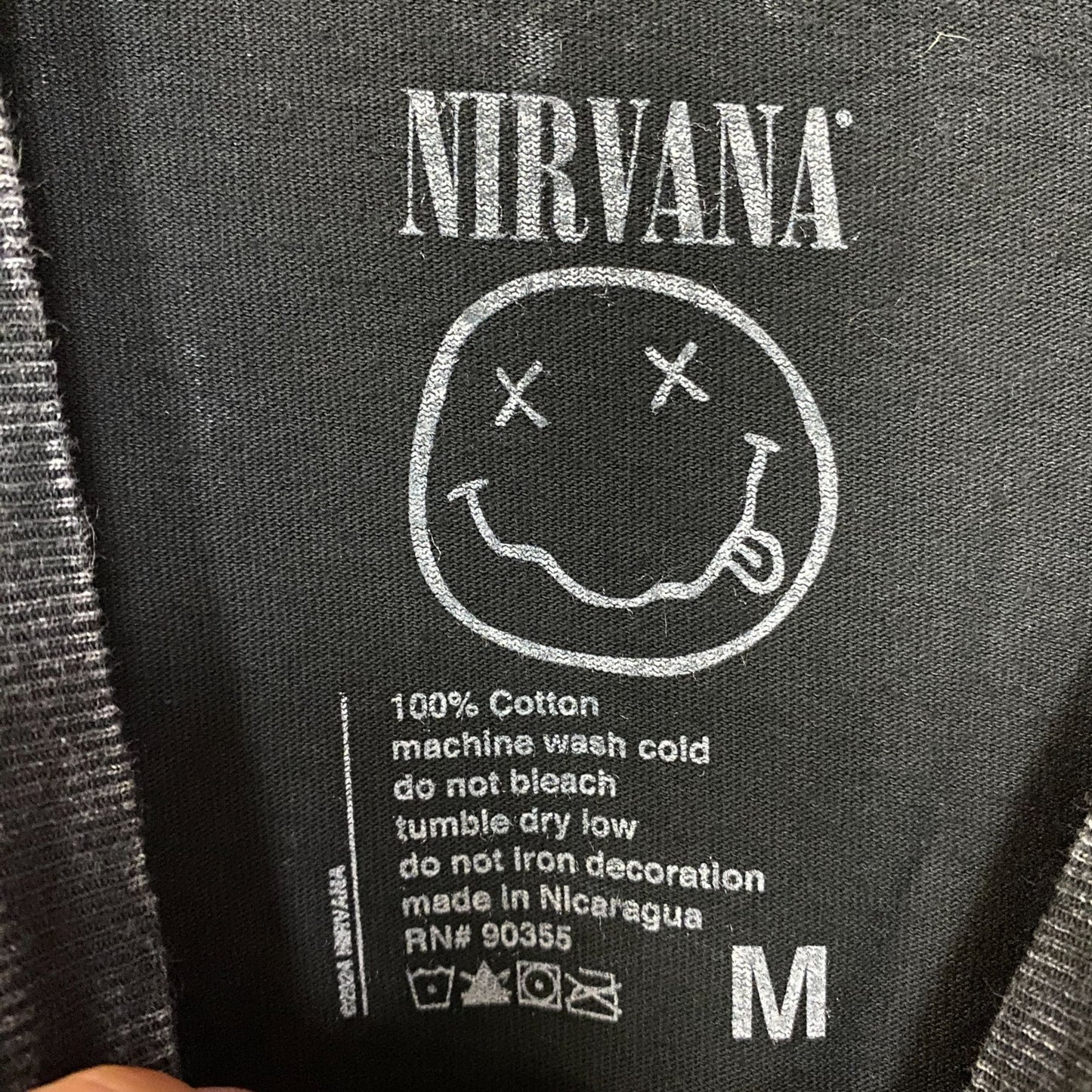 Nirvana Nevermind Album Dead Smiley Grunge Mineral Wash T-Shirt Medium