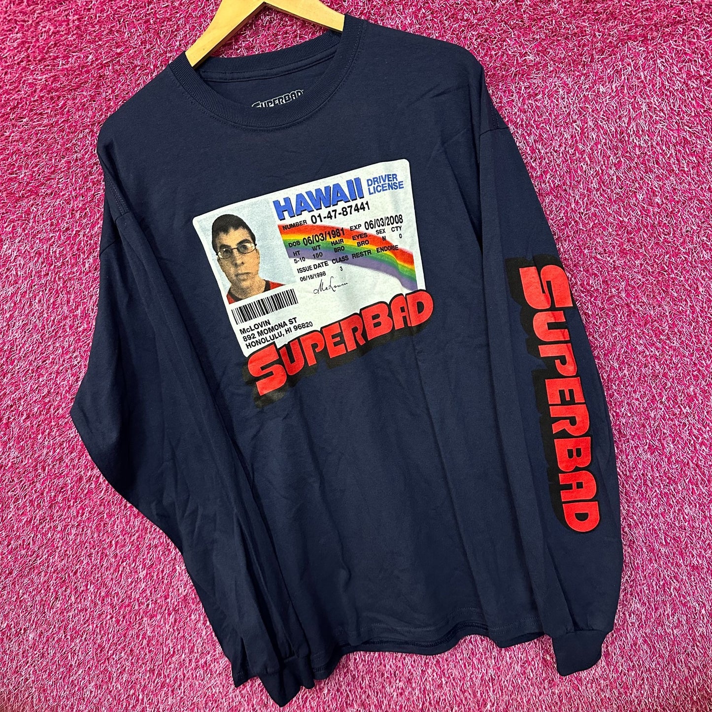 Superbad McLovin Hawaii ID Card Movie Promo Long Sleeve L