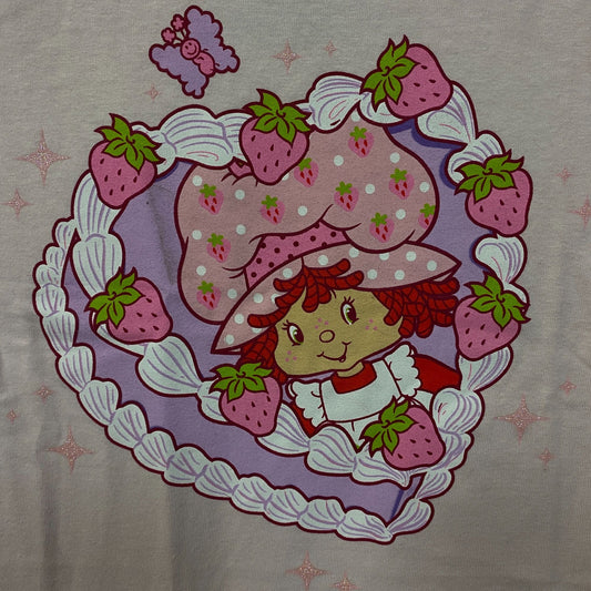 Strawberry Shortcake Heart Cake Glitter Women's Baby Tee XL