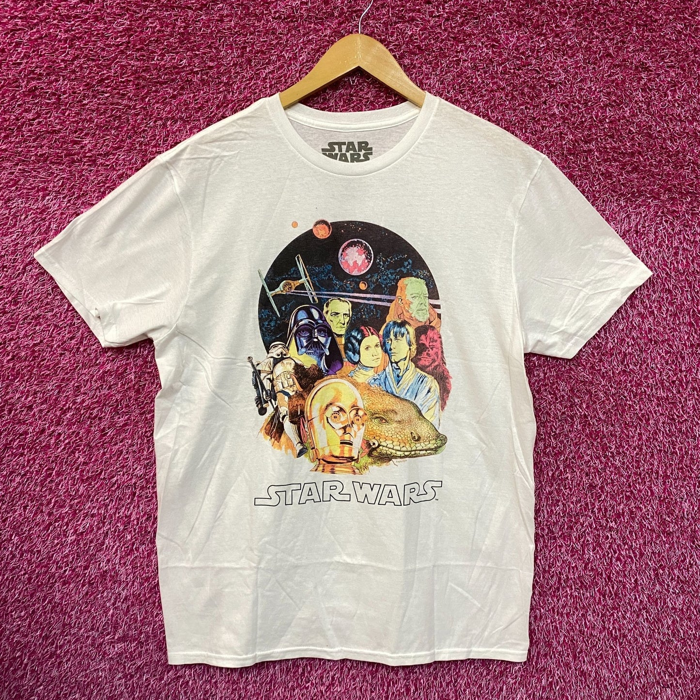 Star Wars 1977 Illustrated Dewback Promo Movie Poster Tee L