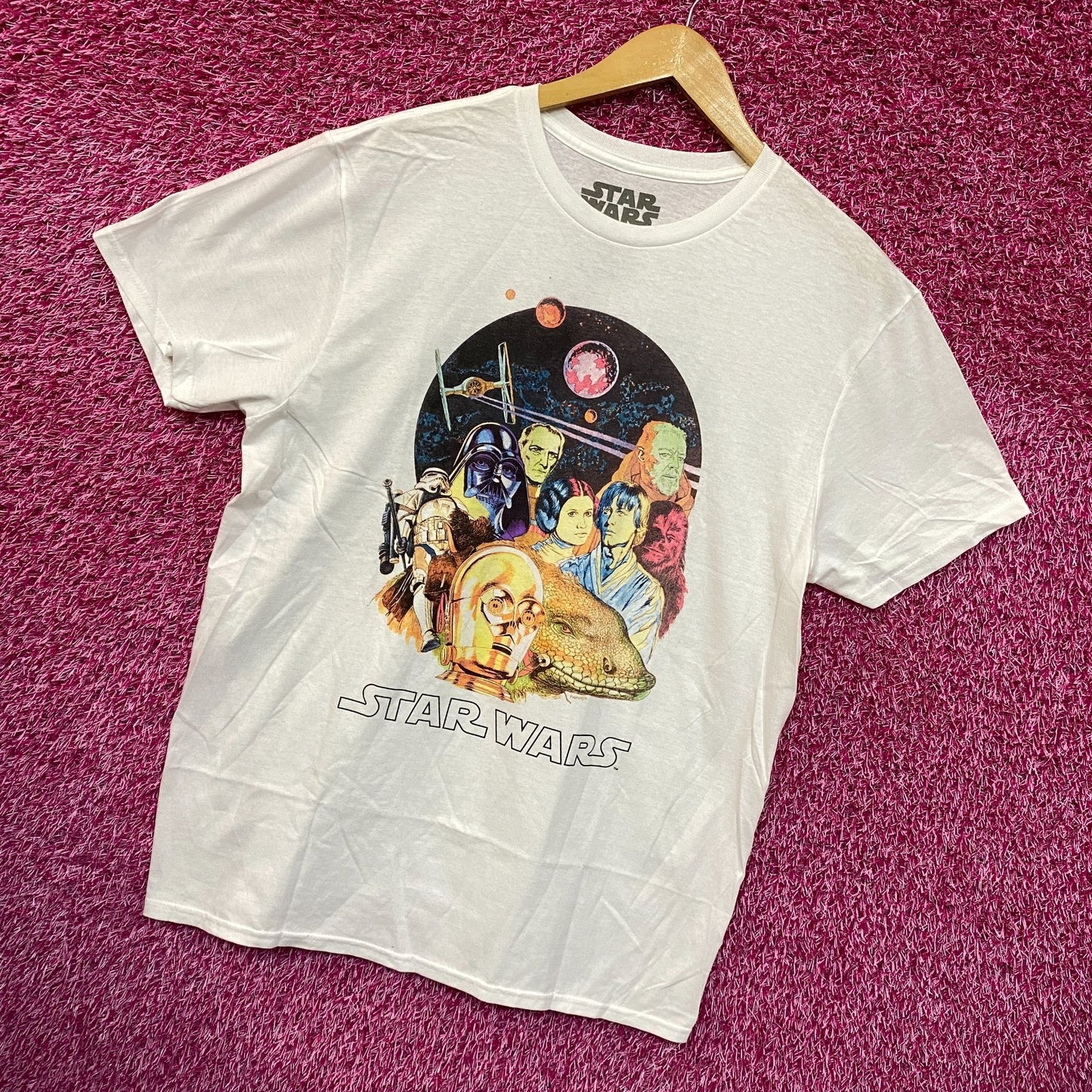 Star Wars 1977 Illustrated Dewback Promo Movie Poster Tee L