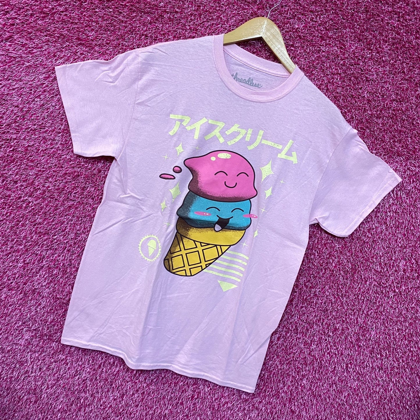 Kawaii ice cream pink Tshirt size medium