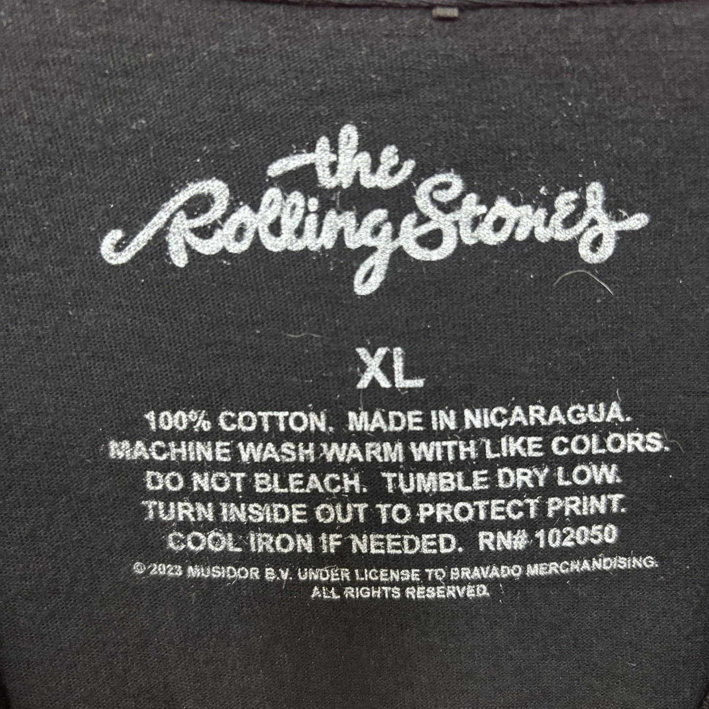 Rolling Stones Hot Lips Logo North American Tour 1975 Black T-Shirt XL