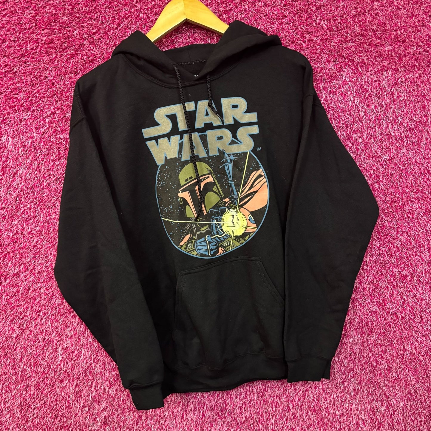 Star Wars Boba Fett Black Pullover Hoodie Men's Medium