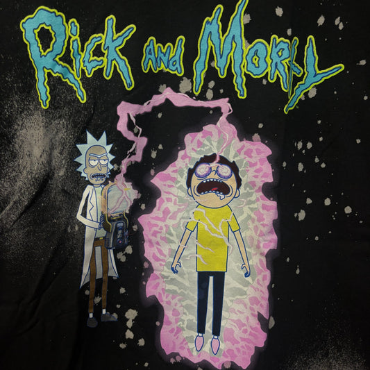 Rick and Morty Zapping Morty bleach dye T-shirt size medium