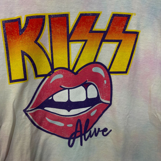 Kiss Alive Womens Rock Tie Dye Tshirt Size Large