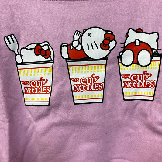 Sanrio Hello Kitty x Nissin Cup Noodles Pink Cropped Sweatshirt Large