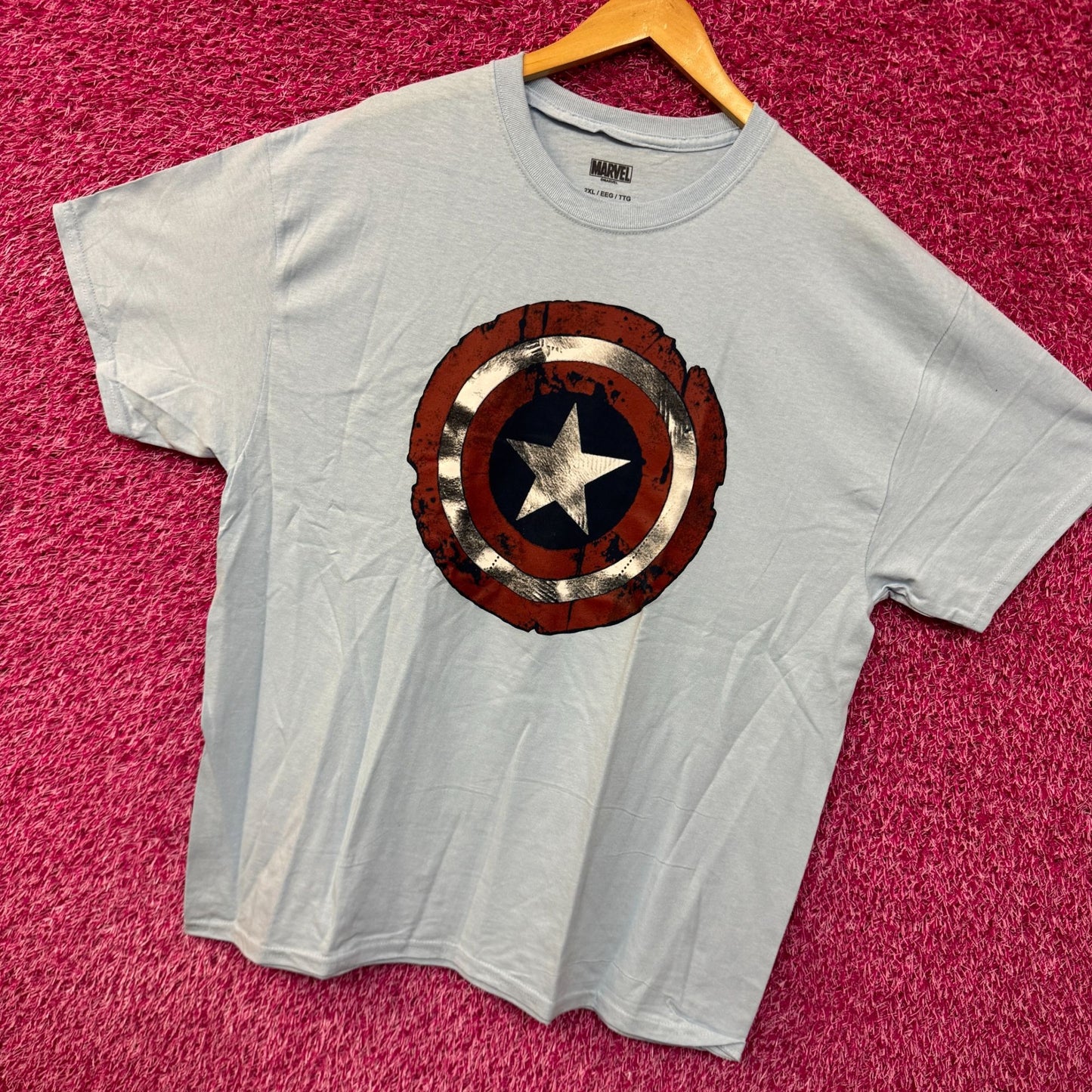 Captain America War Torn Shield Marvel T-shirt Size 2XL