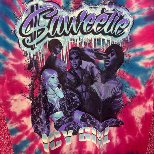 Sweetie Icy Girl High Maintenance Collage Hip Hop Tie Dye M
