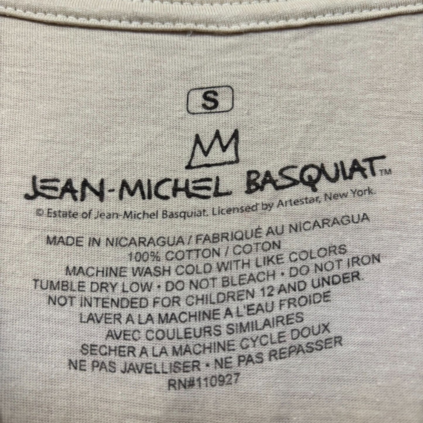 Jean Michel Basquiat Crown King Design Biege T-Shirt Small