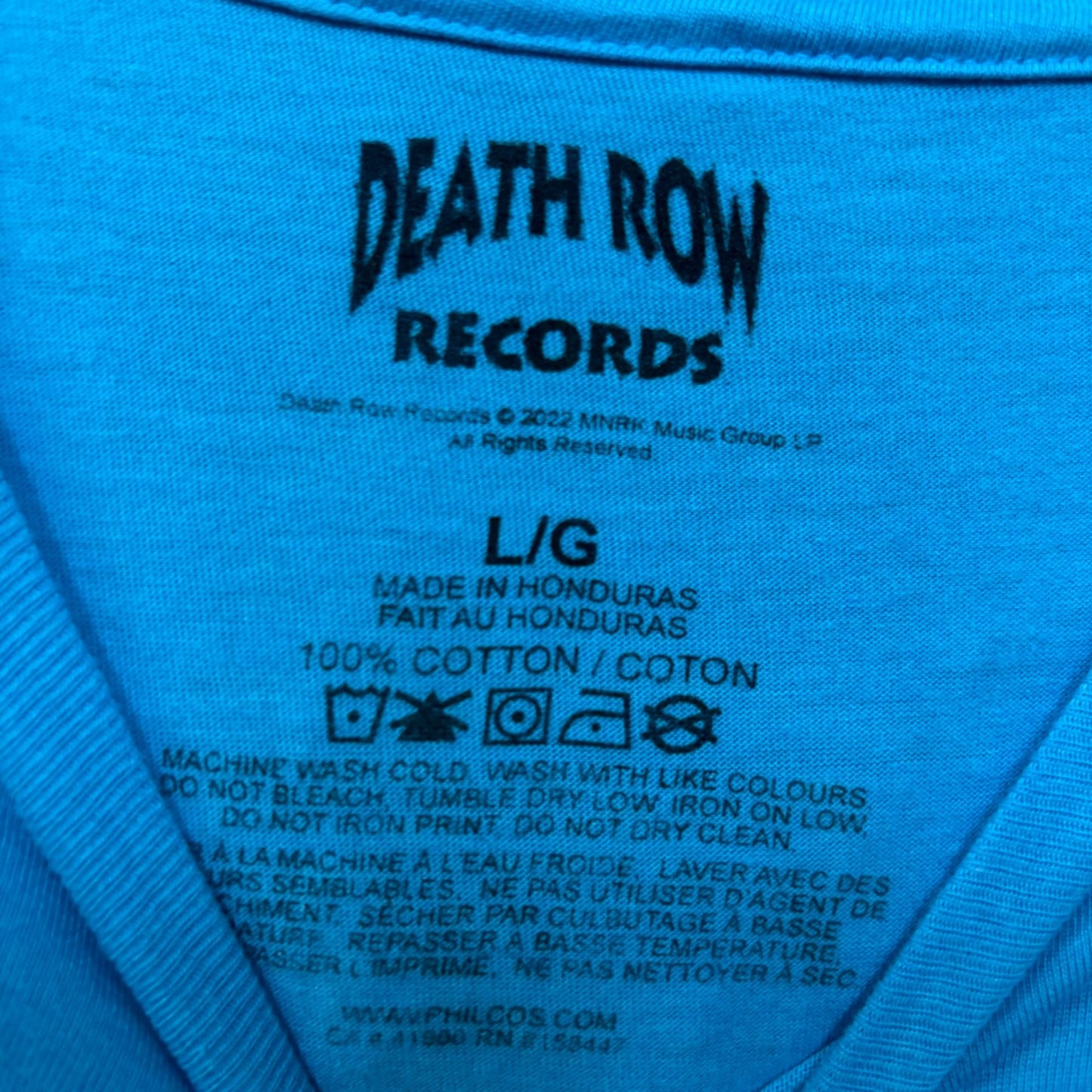 Death Row Records 1991 LA Grim Reaper Hands Rap Tee large