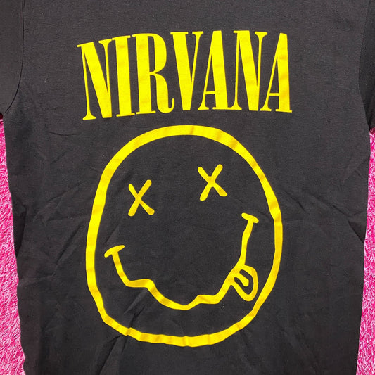 Nirvana Nevermind Smiley Promo Grunge Rock Tee S