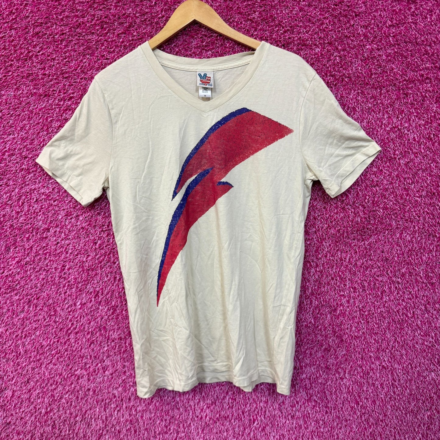 David Bowie Aladdin Sane Album Art Lightning Bolt Rock Tee M
