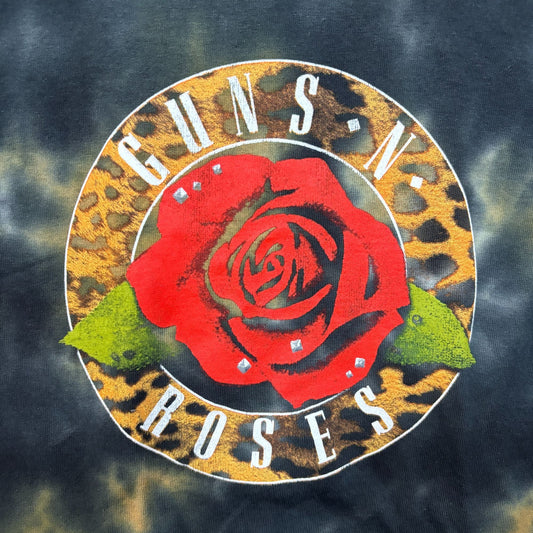 Guns N’ Roses Blossoming Rose Leopard Print Band Logo Heavy Metal Tie Dye S