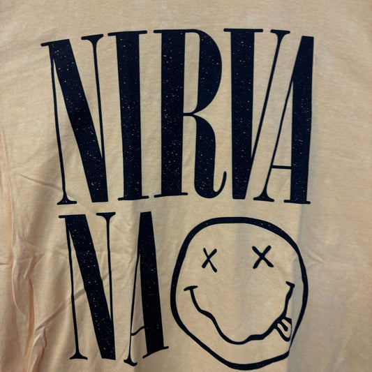 Nirvana Spell-Out Nevermind Smiley Face Grunge Tee Large
