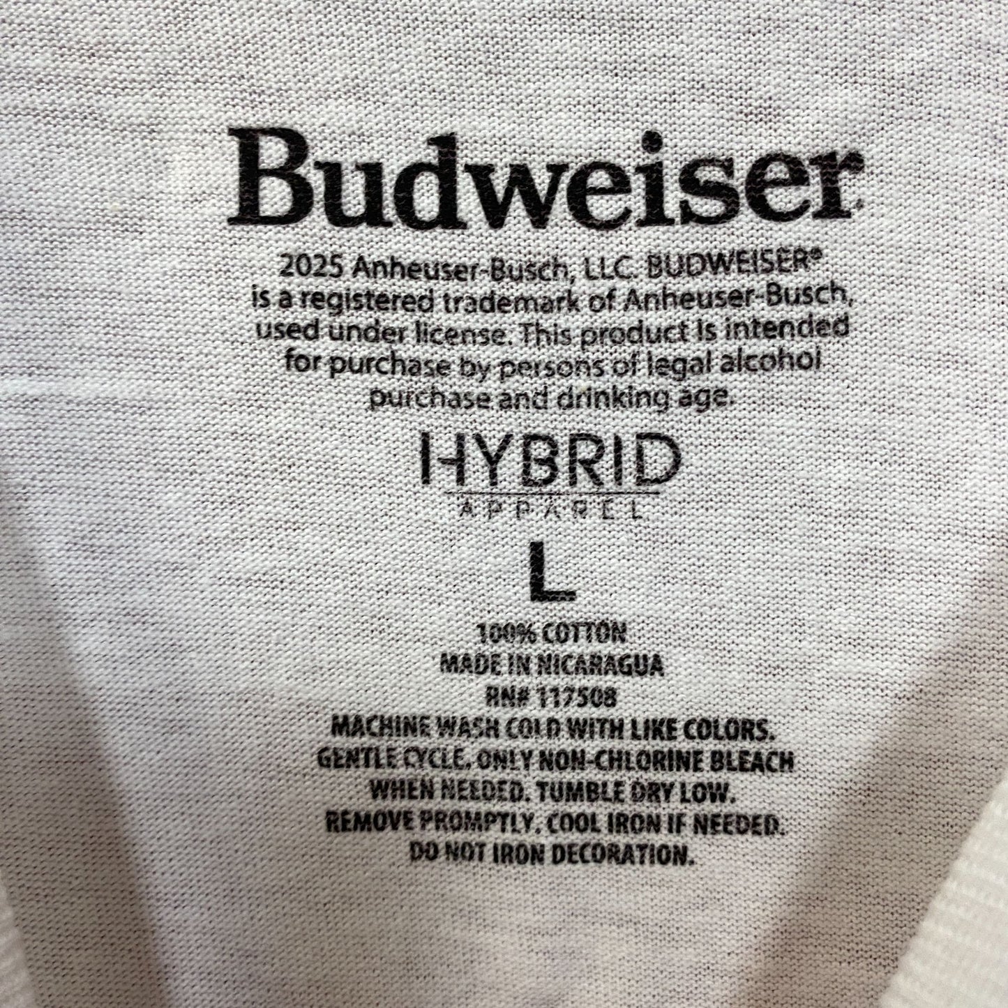 World Renowned Budweiser King Of Beers T-Shirt Large