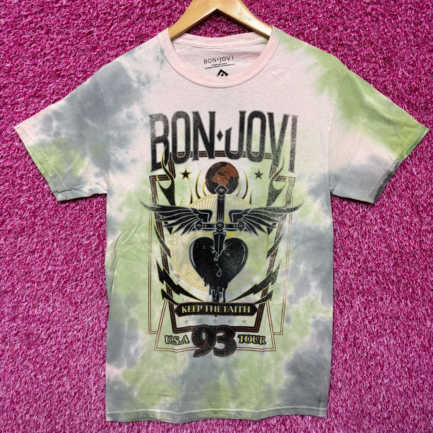 Bon Jovi Heartbreaker Keep the Faith 1993 USA Tour Arena Rock Tie Dye S