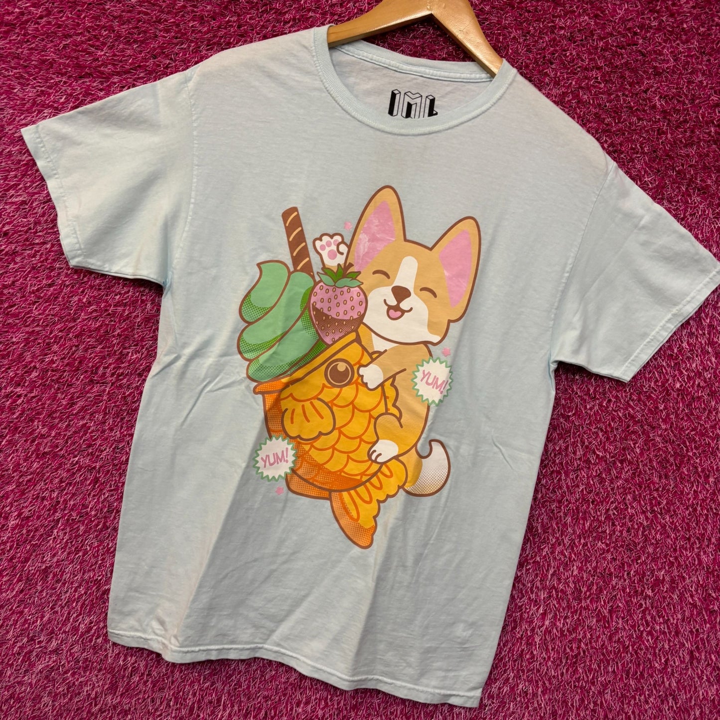 Kawaii Corgi and Taiyaki T-shirt size medium