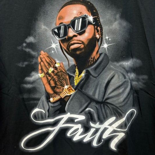 Pop Smoke Faith Airbrush Funeral Tribute Drill Rap Tee XL