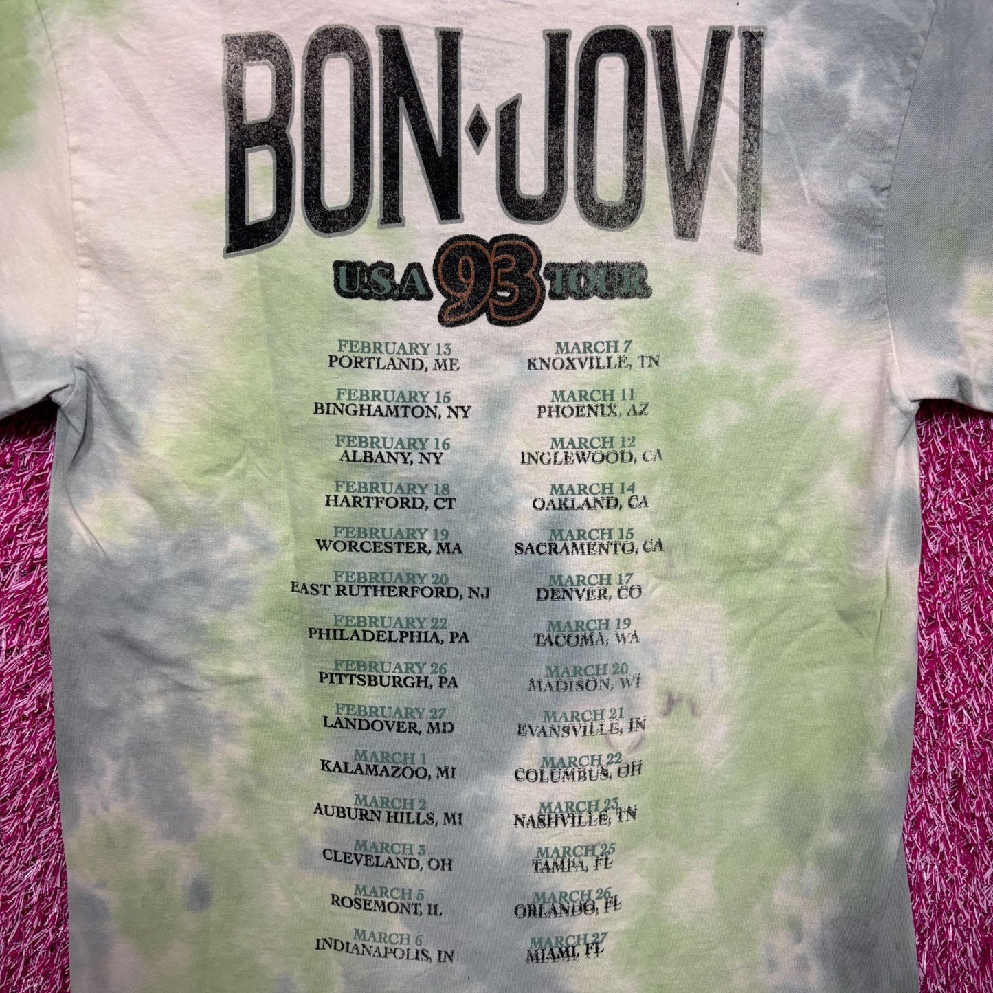 Bon Jovi Heartbreaker Keep the Faith 1993 USA Tour Arena Rock Tie Dye S