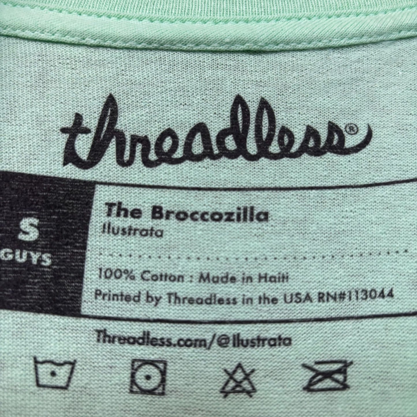 Threadless The Broccozilla Kaiju Vegetable Mint Green T-Shirt Small