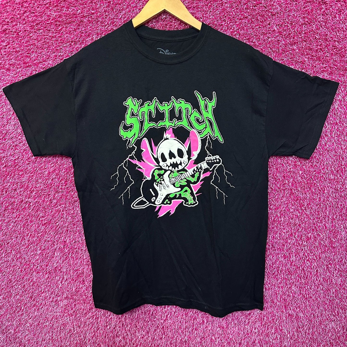 Stitch Electric Guitar Shredding Disney Animated Movie Tee L