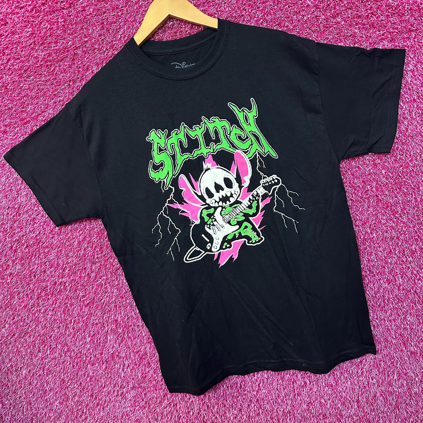 Stitch Electric Guitar Shredding Disney Animated Movie Tee L