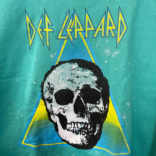 Def Leppard Skull Crew Neck Teal Sweatshirt Medium