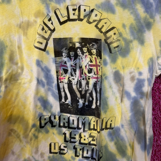 Def Leppard Pyromania 1983 US Tour Heavy Metal Tie Dye Top M