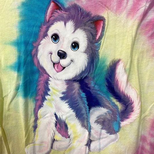 Lisa Frank Tikanni the Husky Puppy Tie-Dye T-Shirt Extra Small