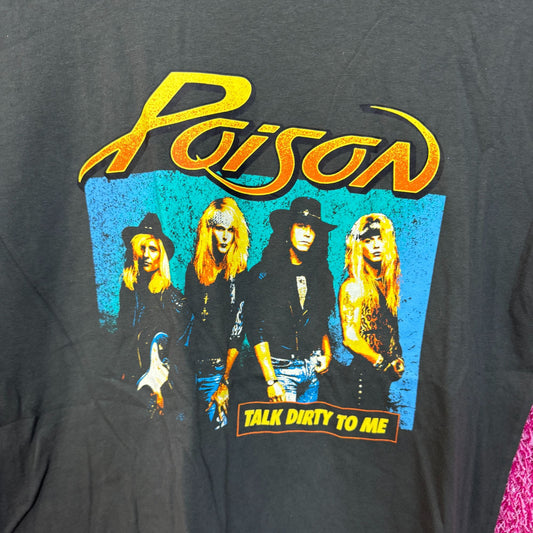Poison Talk Dirty to Me Poster Oversized Glam Metal Tee M