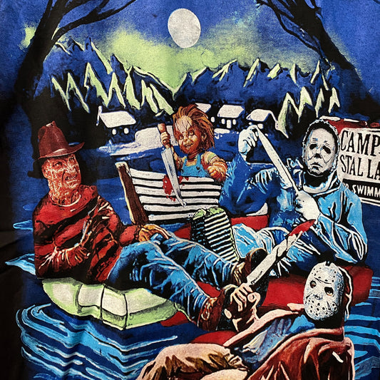 Camp Grystal Lake Swimming Horror Villains T-shirt Medium