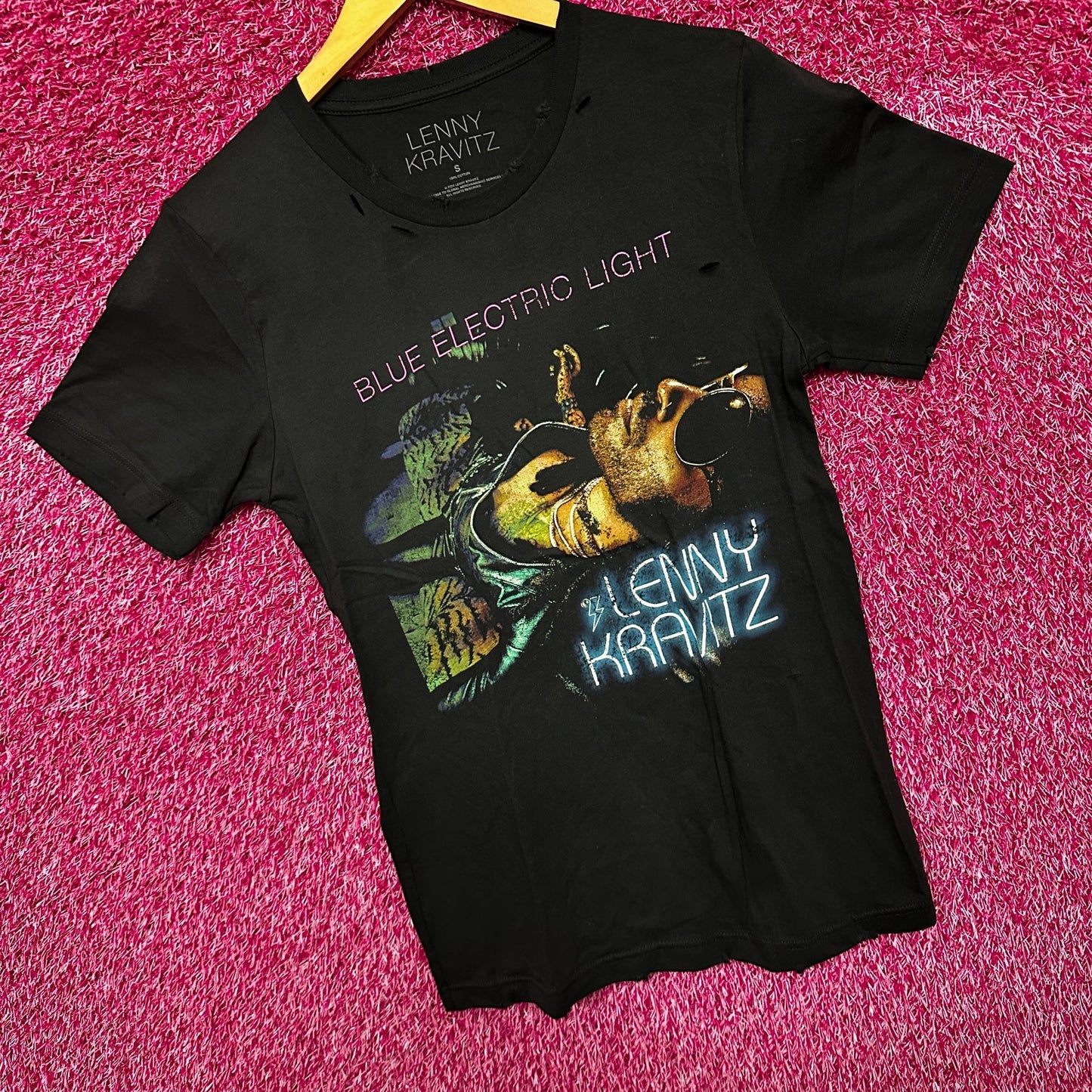 Lenny Kravitz Blue Electric Light Women’s Distressed Tee S