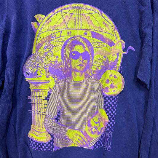 Kurt Kobain Nirvana Long Sleeve Oversized Grunge Tshirt size Medium