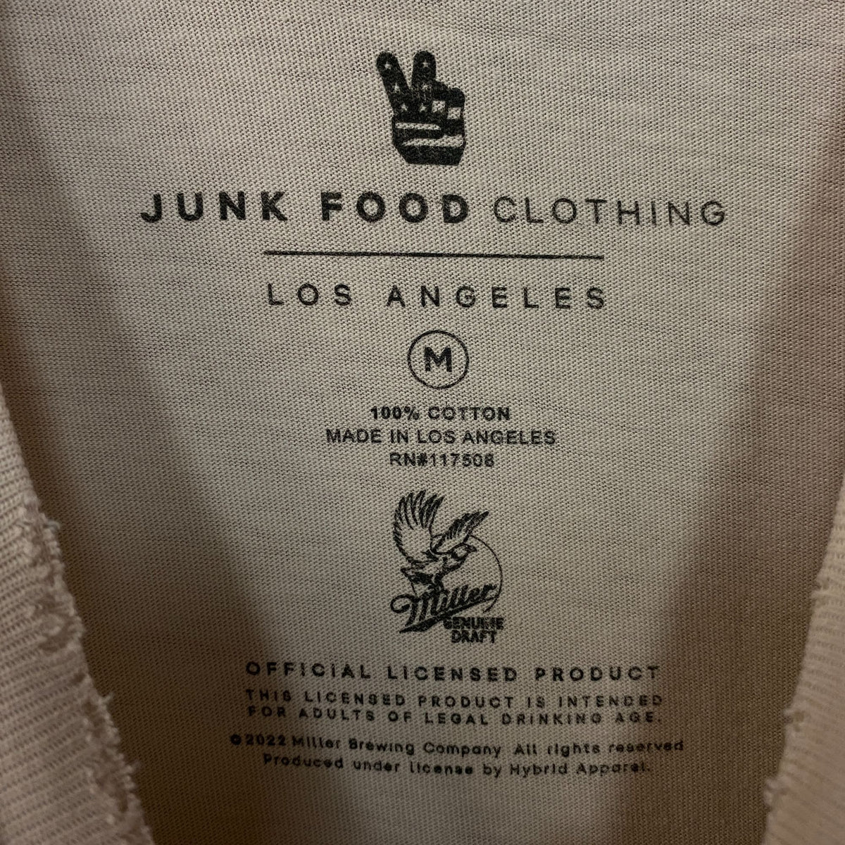 Junk Food Clothing Miller Genuine Draft Vintage Style Eagle Logo Graphic T-Shirt Medium