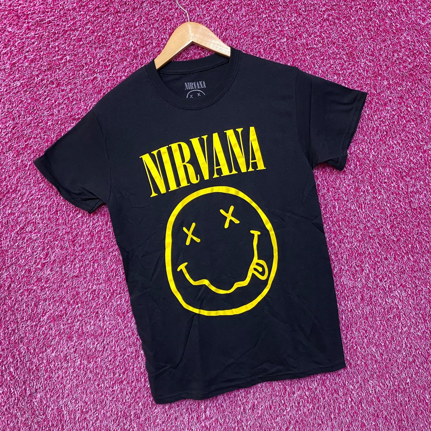 Nirvana Nevermind Smiley Promo Grunge Rock Tee S