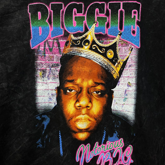 Biggie Smalls Crown King of New York Graphic Mineral Wash T-Shirt XL