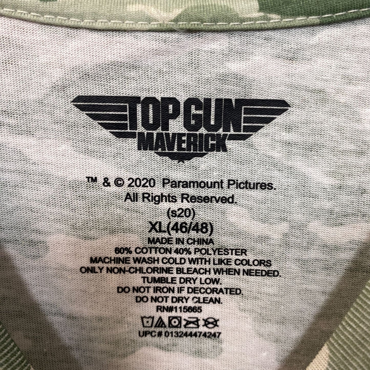 Top Gun Maverick Movie Promo Camo Pattern T-Shirt Size XL