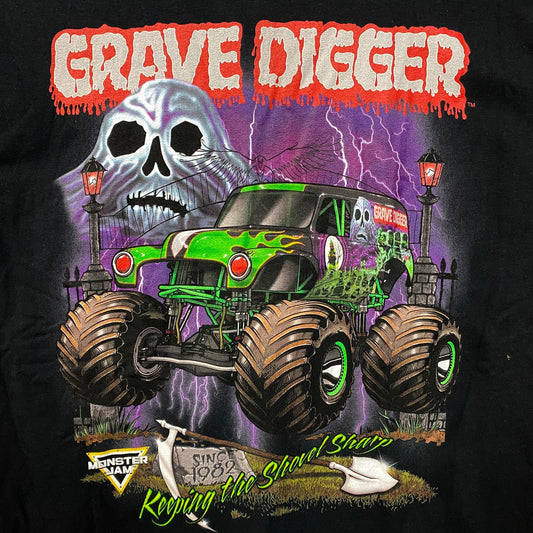 Monster Jam Grave Digger Keeping The Shovel Sharp Graphic T-Shirt Medium