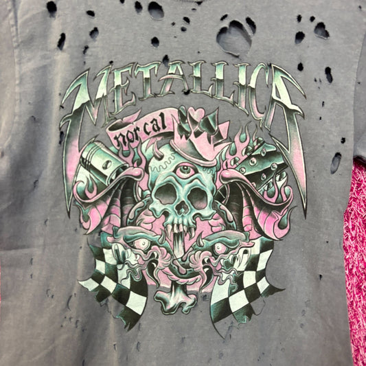 Metallica NorCal Skull Distressed Heavy Metal Tee S