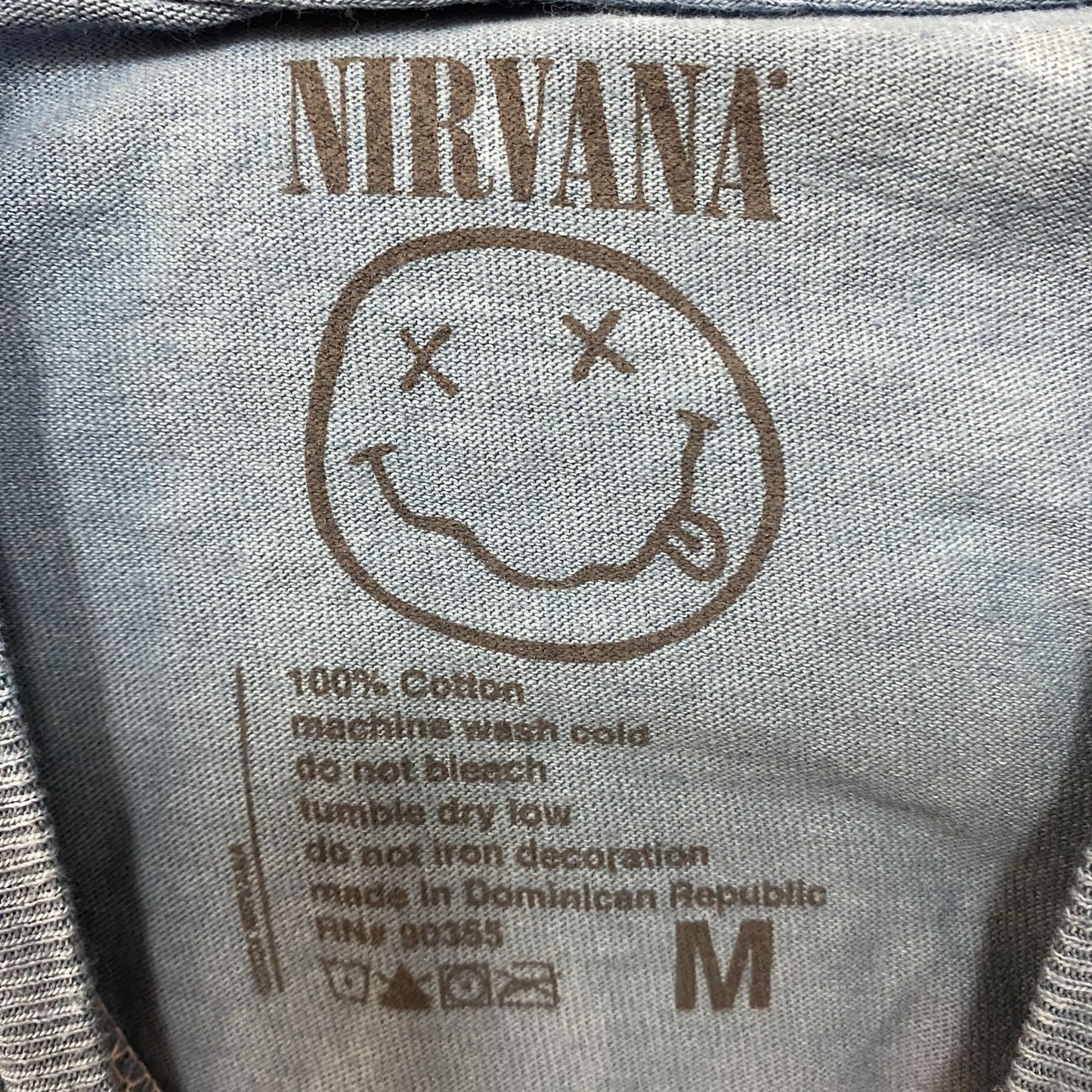 Nirvana Nevermind Album Dead Smiley Light Blue T-Shirt Medium
