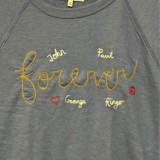 The Beatles Embroidered John Paul George Ringo Rock Sweatshirt S
