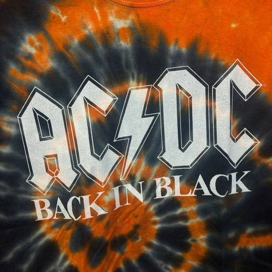 AC/DC Back in Black Spell-Out Album Art Hard Rock Tie Dye M