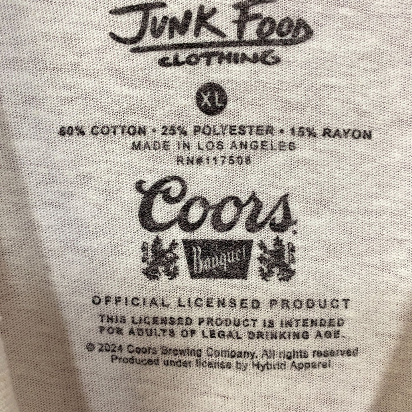 Junk Food Clothing Coors Banquet Cowboy Vintage Style Graphic Women's Tee XL
