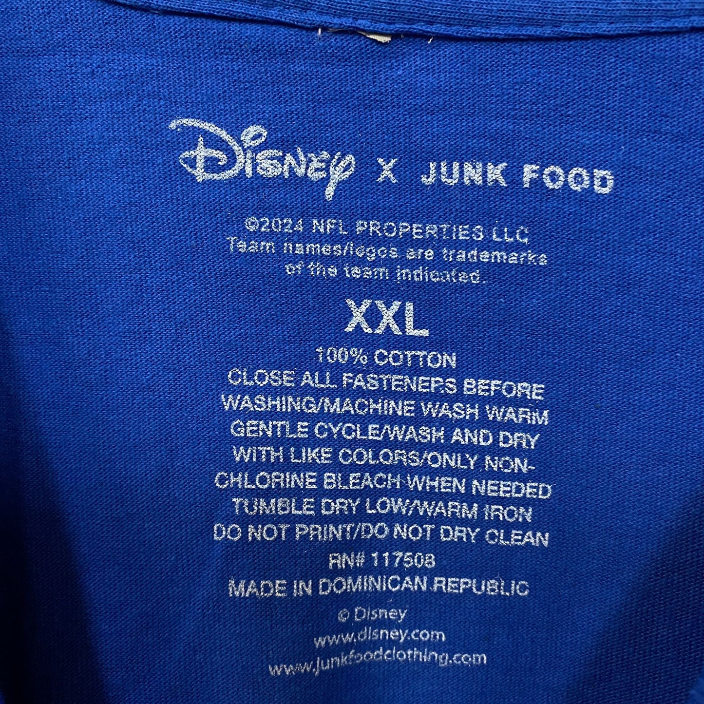 Junk Food x NFL DInsey Mickey Mouse Kick Back Los Angeles Rams T-Shirt 2XL