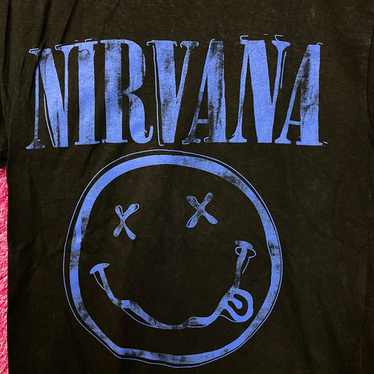 Nirvana Nevermind Tour Logo Dead Smiley Grunge Band Tee S