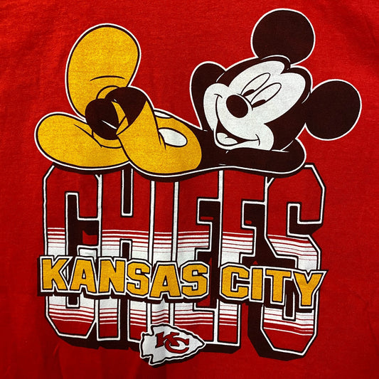 Junk Food x NFL Disney Mickey Mouse Kick Back Kansas City Chiefs Shirt Small