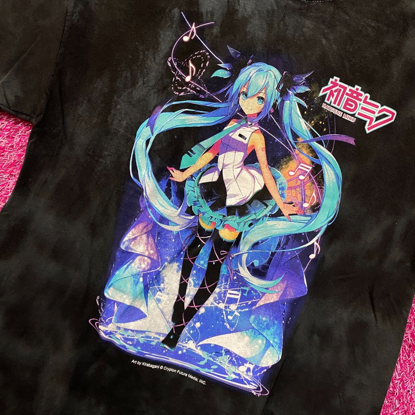 Hatsune Miku Power Up With Music tiedye Tshirt size medium